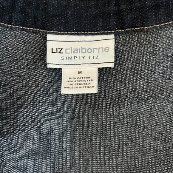 Liz Claiborne Simply Liz Dark Wash Denim Shirt Dress Size Medium - Picture 14 of 14